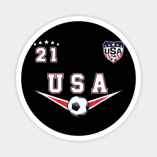 American USA Flag Soccer Jersey Favorite Lucky Number 21 Women Men Magnet